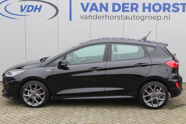 Ford FIESTA 1.0-125pk EcoBoost Mild-Hybrid ST-Line AUTOMAAT ! Gun uzelf het gemak, comfort en plezier van een automaat ! Volautm. airco, LED verlichting, navigatie, draadloze telefoonlader, stuur-, stoel- en voorraamverw., cruise control, parkeersensoren achter, lane
