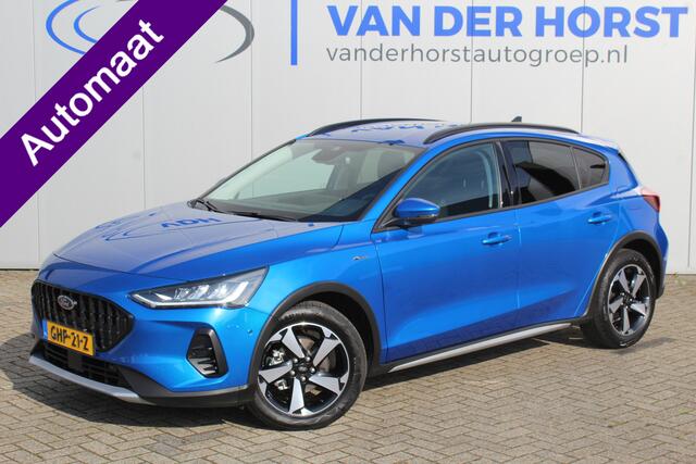 Ford FOCUS 1.0-155pk EcoBoost Hybrid ST-Line AUTOMAAT ! Trekgewicht 1.500kg ! Slechts 6.450km ! Ca. ¤. 8.000,- beneden de nieuwprijs ! Volautm. airco dual, navigatie, telefoonvoorb., adaptive cruise control, LED verlichting, metallic lak, camera, front-, lane- en si