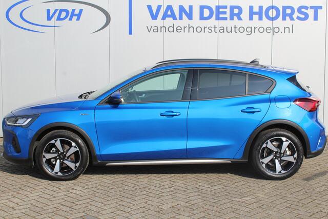 Ford FOCUS 1.0-155pk EcoBoost Hybrid ST-Line AUTOMAAT ! Trekgewicht 1.500kg ! Slechts 6.450km ! Ca. ¤. 8.000,- beneden de nieuwprijs ! Volautm. airco dual, navigatie, telefoonvoorb., adaptive cruise control, LED verlichting, metallic lak, camera, front-, lane- en si
