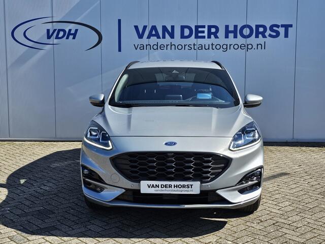 Ford KUGA 2.5-225pk PHEV ST-Line X. Fabr. garantie t/m 04-03-2028 ! Slechts 13.000km ! Autm. airco dual, side- en lane assist, camera v+a, parkeersensoren, elektr. achterklep, stoel-, stuur- en voorraamverw., metallic lak, head-up displ., B&O soundsyst., adapt. cru