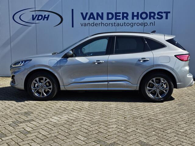 Ford KUGA 2.5-225pk PHEV ST-Line X. Fabr. garantie t/m 04-03-2028 ! Slechts 13.000km ! Autm. airco dual, side- en lane assist, camera v+a, parkeersensoren, elektr. achterklep, stoel-, stuur- en voorraamverw., metallic lak, head-up displ., B&O soundsyst., adapt. cru