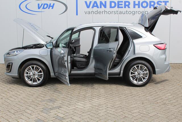 Ford KUGA 2.5-225pk PHEV Vignale. Heerlijke, luxe en comfortabele SUV ! Autm. airco dual, LM wielen, metallic lak, cruise control, lederen interieur, stoel-, stuur- en voorraamverw., elektr. achterklep, B&O soundsystem, navigatie, telefoonvoorb. etc, etc.