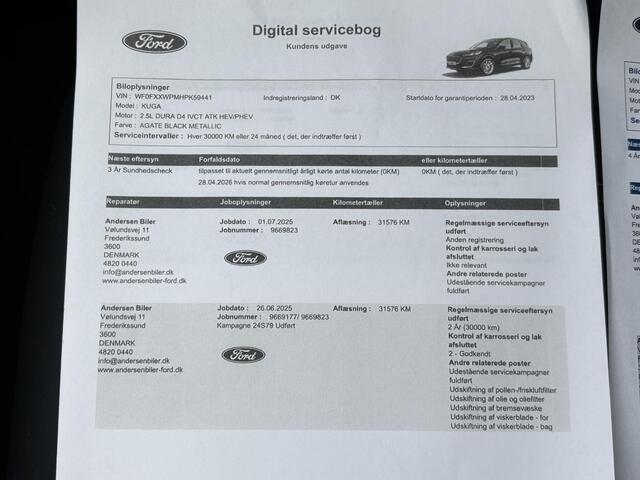 Ford KUGA 2.5 PHEV Plug-in Vignale Automaat / Fabrieksgarantie tot 04/2026 / Dealer Onderhouden / 1.500kg Trekgewicht / HUD / Driver Assistance Pack / Technology Pack / Stuur-, Stoel en Achterbank verwarming / Adaptieve CC / Apple Carplay Android Auto /