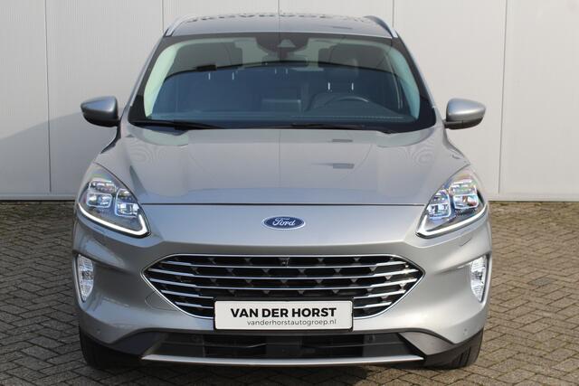 Ford KUGA 2.5-225 pk PHEV Titanium X Plug-in Hybrid. Hybride rijden voor een reëel bedrag ! Adapt. cruise cntrl, Autm. airco, Side- en lane assist, Stoel-, stuur-, voorraam- en achterbank verwarming, Camera v+a, LM wielen, metallic lak, navigatie, telefoonvoorb., B