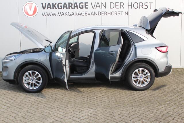 Ford KUGA 2.5-225 pk PHEV Titanium X Plug-in Hybrid. Hybride rijden voor een reëel bedrag ! Adapt. cruise cntrl, Autm. airco, Side- en lane assist, Stoel-, stuur-, voorraam- en achterbank verwarming, Camera v+a, LM wielen, metallic lak, navigatie, telefoonvoorb., B