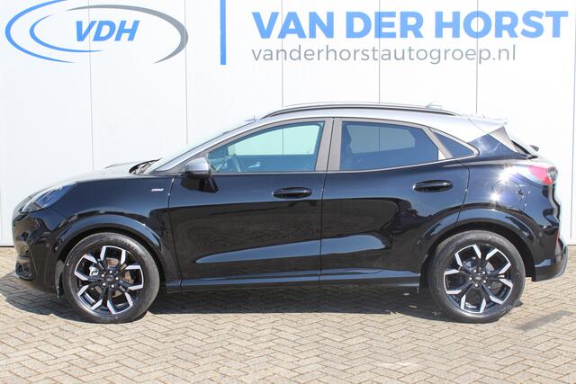 Ford PUMA 1.0-125pk EcoBoost Hybrid ST-Line X Two tone. AUTOMAAT ! Gun uzelf het plezier en comfort van een automaat ! Volautm. airco, navigatie, telefoonvoorb., cruise control, lane assist, B&O soundsystem, LED verlichting, camera, parkeersensoren v+a etc.