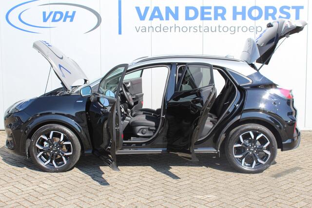 Ford PUMA 1.0-125pk EcoBoost Hybrid ST-Line X Two tone. AUTOMAAT ! Gun uzelf het plezier en comfort van een automaat ! Volautm. airco, navigatie, telefoonvoorb., cruise control, lane assist, B&O soundsystem, LED verlichting, camera, parkeersensoren v+a etc.