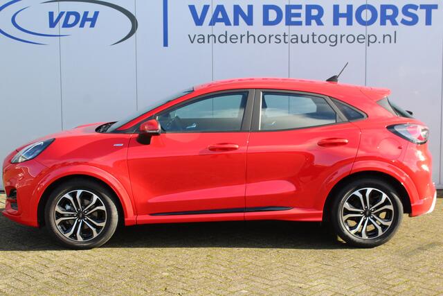 Ford PUMA 1.0-125pk EcoBoost Mild-Hybrid ST-Line. Slechts 17.500km ! Volautm. airco, navigatie, telefoonvoorb., digitaal dashboard, cruise control, LM wielen, parkeersensoren, stoel-, stuur- en voorraamverwarming, trekhaak etc.