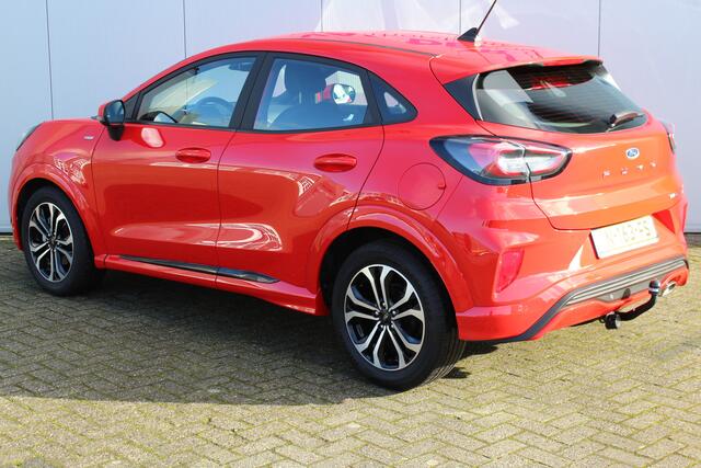 Ford PUMA 1.0-125pk EcoBoost Mild-Hybrid ST-Line. Slechts 17.500km ! Volautm. airco, navigatie, telefoonvoorb., digitaal dashboard, cruise control, LM wielen, parkeersensoren, stoel-, stuur- en voorraamverwarming, trekhaak etc.
