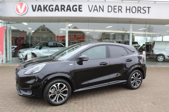 Ford PUMA 1.0-125pk EcoBoost Hybrid ST-Line. April 2024 ! Slechts 8.400km ! Autm. airco, navigatie, telefoonvoorb., camera, pdc v+a, parkeerassistent, LED verl., metallic lak, LM wielen, stoel-, stuur- en voorraamverw., lane- en sideassist, adapt. cruise cntrl etc