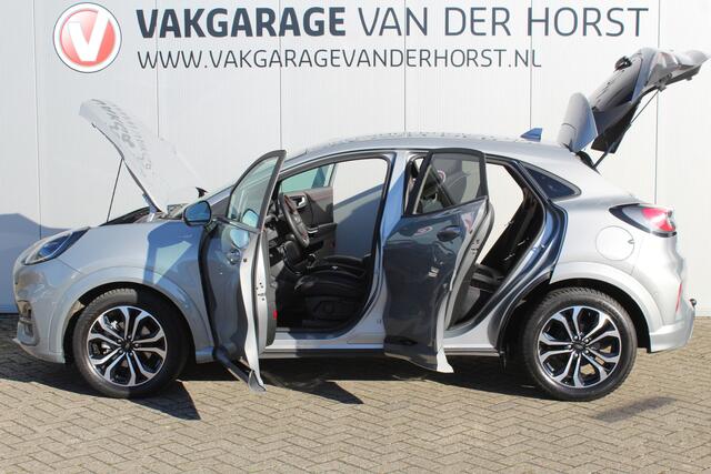 Ford PUMA 1.0-125pk EcoBoost Hybrid ST-Line X. De fijnst rijdende wagen in z'n klasse ! Autm. airco, adaptieve cruise control, stoel-, stuur- en voorraamverw., LED verlichting, metallic lak, lane- en side assist, camera, trekhaak, parkeersensoren v+a etc.