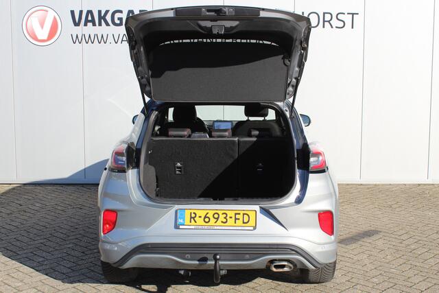 Ford PUMA 1.0-125pk EcoBoost Hybrid ST-Line X. De fijnst rijdende wagen in z'n klasse ! Autm. airco, adaptieve cruise control, stoel-, stuur- en voorraamverw., LED verlichting, metallic lak, lane- en side assist, camera, trekhaak, parkeersensoren v+a etc.