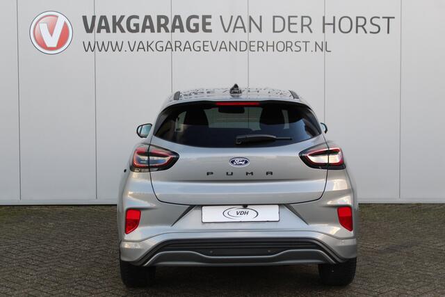 Ford PUMA 1.0-125pk EcoBoost Mild Hybrid ST-Line X AUTOMAAT ! Nieuw model ! Fabrieksgarantie t/m 16-09-2028. Mooie, erg luxe hoogzitter ! Slechts 11.300km ! Autm. airco, camera rondom, navigatie, telefoonvoorb., B&O soundsyst., metallic lak, LM wielen, LED verlicht