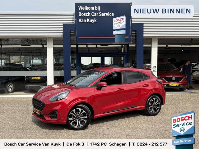 Ford PUMA 1.0 EcoBoost Hybrid ST-Line / 125 Pk / Automaat / Dealer-Onderhouden / Digitaal Dashboard / LED / DAB / Navi / Apple-Carplay&Android-Auto / Stoel+Stuurverwarming / Draadloze telefoonlader / Airco / Cruise-Control / Lane-Assist / ELKTR-Pakket / PDC Achter 