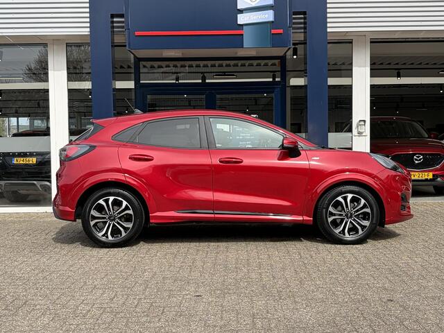 Ford PUMA 1.0 EcoBoost Hybrid ST-Line / 125 Pk / Automaat / Dealer-Onderhouden / Digitaal Dashboard / LED / DAB / Navi / Apple-Carplay&Android-Auto / Stoel+Stuurverwarming / Draadloze telefoonlader / Airco / Cruise-Control / Lane-Assist / ELKTR-Pakket / PDC Achter 