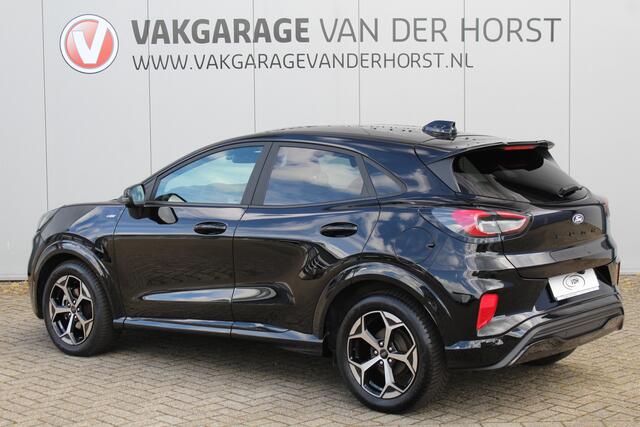 Ford PUMA 1.0-125pk EcoBoost Mild-Hybrid ST-Line X AUTOMAAT ! Heerlijk comfortabele, sportieve en luxe hoogzitter, fabr. garamtie t/m 15-07-2029 ! Autm. airco, stoel-, stuur- en voorraamverw., navigatie, telefoonvoorb., lane- en side assist, adapt. cruise cntrl etc