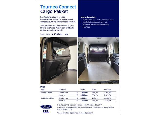 Ford TOURNEO CONNECT 1.5 EcoBoost PHEV L2 Limited | Incl. Cargo Pakket | Toegang ZE-Zones |