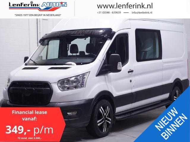 Ford TRANSIT 2.0 TDCi 130 pk Dubbel Cabine va 349,- p/m Navi 18" LMV, Raptor Grille, Treeplanken, Zonneklep, 6-Zits