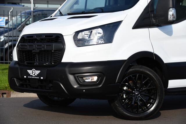 Ford TRANSIT 350 2.0 TDCI L3H2 Black & White Edition Cruise, Carplay, Stoelverwarming, NAVI, 130PK, Multimedia, Sensoren, Trekhaak, UNIEK!