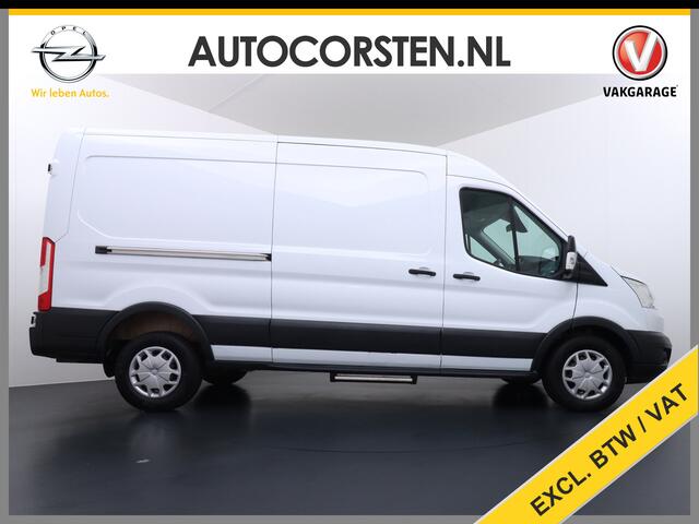 Ford TRANSIT 350 2.0TDCI 170PK Automaat L3H2 3-Persoons Apple Carplay Android Auto Airco Navi Camera Pdc Cruise Control Aut.Verlichting VoorruitVerwarming Lane-dep. Led Verst.Stoel Elek.Ramen Trend Schuifdeur Wand-Vloerbekleding Trekhaak Voorbereiding 1e Eigenaar Euro