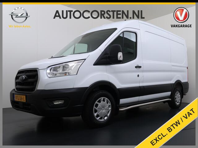 Ford TRANSIT 350 2.0TDCI 170PK Automaat L2H2 3-Persoons Trekhaak Euro 6 Navi Camera Cruise Control DAB Bluetooth Pdc Sidebars Betonplex Vloer Wandbetimmering 3.500KG Trekgewicht 1e Eigenaar Origineel Nederlandse Auto