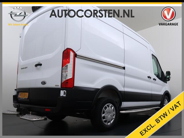 Ford TRANSIT 350 2.0TDCI 170PK Automaat L2H2 3-Persoons Trekhaak Euro 6 Navi Camera Cruise Control DAB Bluetooth Pdc Sidebars Betonplex Vloer Wandbetimmering 3.500KG Trekgewicht 1e Eigenaar Origineel Nederlandse Auto