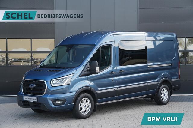 Ford TRANSIT 350 2.0 TDCI L3H2 Limited DC 185pk 5 Zits - 2x Schuif - Trekhaak - Cruise - Camera - Bi Xenon - Carplay/Android - Rijklaar