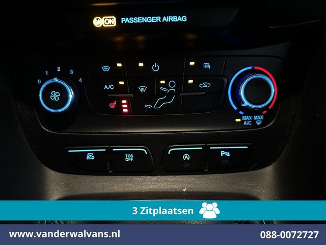 Ford TRANSIT CONNECT 1.5 EcoBlue 120pk L2H1 Euro6 Airco | 3-Zits | Camera | Apple Carplay | Cruisecontrol Stoelverwarming, Verwarmde voorruit, Parkeersensoren, Bijrijdersbank, 1500kg trekvermogen