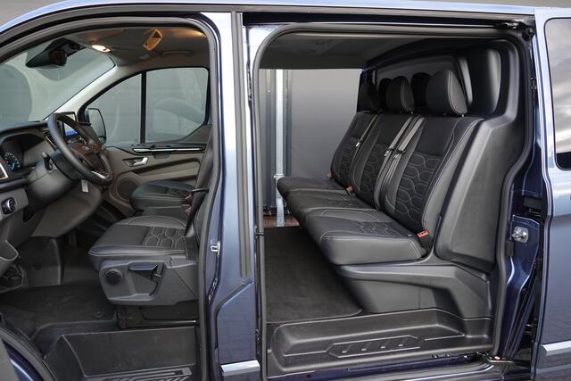 Ford TRANSIT CUSTOM L2H1 Dubbel Cabine 2.0Tdci 130Pk Aut. | Platinum Edition | Achteruitrijcamera | Leder | Treeplanken | 16''