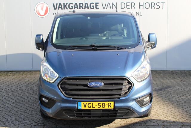 Ford TRANSIT CUSTOM 300 2.0-130pk TDCI L1H1 Trend Dubb. cabine. Trekgewicht 2.500kg ! Airco, stoel- spiegelverwarming, bijrijdersstoel, dubbele cabine, trekhaak, parkeersensoren v+a, navigatie, telefoonvoorb., metallic lak