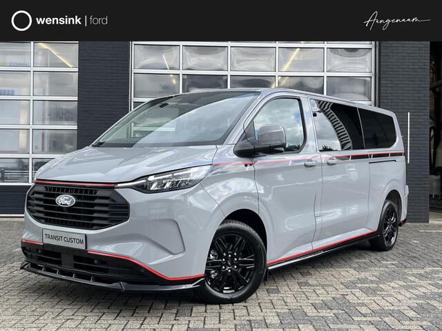 Ford TRANSIT CUSTOM 320 2.5 PHEV L2H1 Grey Platinum Dubbele Cabine 233pk Aut / 5 Pers. / 2250kg Trekgewicht / 1100kg Laadvermogen / Vol. Leder / Glaslookpanelen / Privacy Glass / Adapt. Cruise control!
