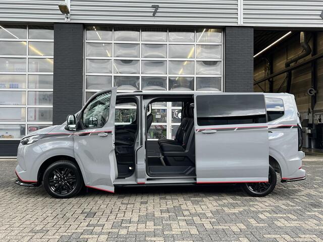 Ford TRANSIT CUSTOM 320 2.5 PHEV L2H1 Grey Platinum Dubbele Cabine 233pk Aut / 5 Pers. / 2250kg Trekgewicht / 1100kg Laadvermogen / Vol. Leder / Glaslookpanelen / Privacy Glass / Adapt. Cruise control!
