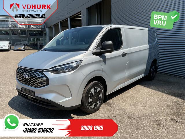 Ford TRANSIT CUSTOM E-Transit L2 65 kWh 330 km WLTP Garantie t/m 05-'29/ LED/ Snellader/ Standkachel/ Stoelverw./ Stuurverw./ Carplay/ Camera/ PDC/ Climate/ Cruise