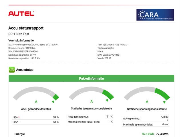 Hyundai IONIQ 5 Lounge 77.4 kWh / SOH 99% / Dealer onderhouden / Fabrieksgarantie tot 04-2028 / Trekhaak afneembaar / CCS snelladen / Rondomzicht camera / Trekgewicht 1600 kg / Stuur- Stoel & Achterbank verwarming / Adaptief cruise control / Stoelventilatie / Elektrisc