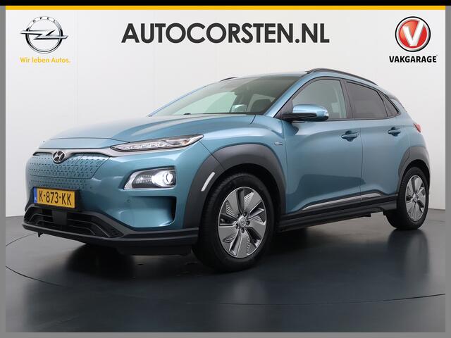 Hyundai Kona EV 64kWh SOH 100% Fase 3 Warmtepomp Leder Schuif-/kanteldak Head-Up Display Adap.Cruise Apple Carplay Android Auto Navi Ecc Camera Pdc Krell®-Audio Limited Keyless Stoelverwarming/Koeling Stuurverwarming Elek.Stoelen Blind Spot Monitoring Lane Assist DAB 