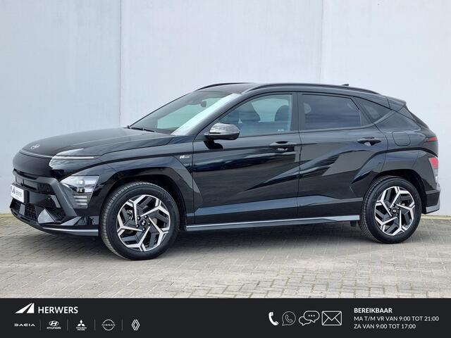 Hyundai Kona 1.6 GDI HEV N Line Automaat Fabrieksgarantie tot 11-2028 / Stoelverkoeling / Stuurverwarming / Stoelverwarming Voor + Achter / 360 Camera / Navigatie / Climate Control /