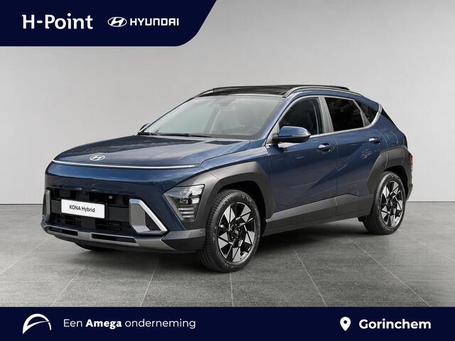 Hyundai Kona Premium Sky 1.6 GDI HEV 137pk | SCHUIF/KANTELDAK | FULL LED | PREMIUM LEDER | ADAPTIVE CRUISE | 360° CAMERA | STOELVERW. + KOELING |