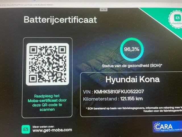 Hyundai Kona Premium 64 kWh - Carplay, Camera, Headup Display, Half Leer, SOH 96,3%