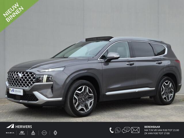 Hyundai SANTA FE 1.6 T-GDI PHEV Premium Sky / Dealer onderhouden / Fabrieksgarantie tot 03-2027 / Head Up Display / Trekhaak afneembaar / Glazen schuif- en kanteldak / EAER bereik 58 km bereik stad 69 km / Trekgewicht 1350 kg / Stuur- Stoel & Achterbank verwarming / Elek