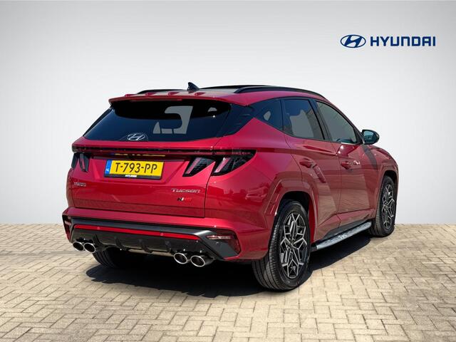 Hyundai TUCSON 1.6 T-GDI HEV N Line Sky | Panoramadak | Leder/Alcantara | 19'' Velgen | Navigatie | Camera | Stoelverwarming | Apple Carplay/Android Auto | Dodehoek | Rijklaarprijs!