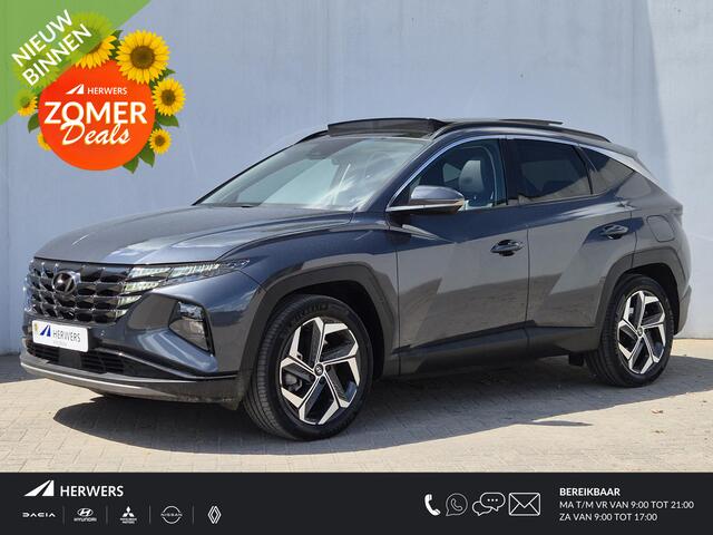 Hyundai TUCSON 1.6 T-GDI PHEV Premium Sky 4WD Automaat / Trekhaak afneembaar / Trekgewicht 1350 kg / Glazen schuif- en kanteldak / Stuur- en Stoelverwarming / Rondomzicht camera / Apple Carplay Android Auto / Elektrische achterklep /