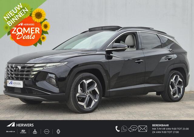 Hyundai TUCSON 1.6 T-GDI PHEV Premium Sky 4WD Automaat / Glazen schuif- en kanteldak / Adaptief CC / Apple Carplay Android Auto / Elektrische achterklep / Rondomzicht camera / Trekgewicht 1350 kg / Stuur-, Stoel en Achterbankverwarming /