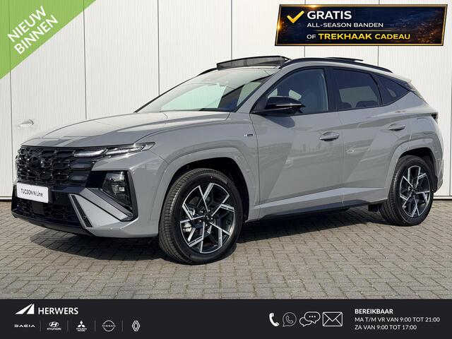 Hyundai TUCSON 1.6 T-GDI PHEV N Line Sky / GRATIS TREKHAAK OF ALL-SEASONBANDEN + ¤ 2500 VOORDEEL / Panoramadak / Stoelverkoeling / Stoelverwarming Voor + Achter / Stuurverwarming / 360 Camera / Elek. Bedienbare Voorstoelen / Memory Seat /