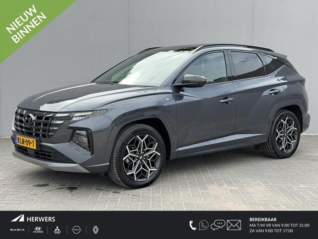 Hyundai TUCSON 1.6 T-GDI PHEV N Line Sky 4WD / Dealer onderhouden / Panorama schuifdak / Fabrieksgarantie tot 11-2027 / Elektrische klep & stoelen / Navigatie / Apple Carplay Android / Stoelventilatie / Adaptieve Cruise / Stuur-, stoel- & achterbankverwarming /