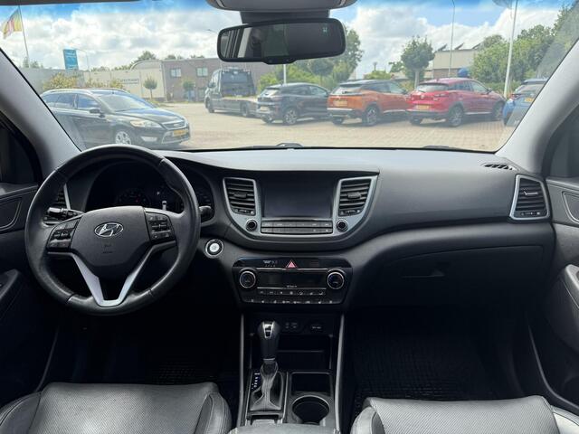Hyundai TUCSON 1.6 T-GDi Premium 4WD LEDER | KEYLESS ENTRY/G | AUTOMAAT | AWD | CAMERA | ELEKTRISCH VERSTELBARE STOELEN | STOELVERWARMING | STUURVERWARMING | STUURKOELING | PANORAMADAK | NAVIGATIE | LED | XENON KOPLAMPEN | APPLE CARPLAY / ANDROID AUTO | CRUISECONTROL |