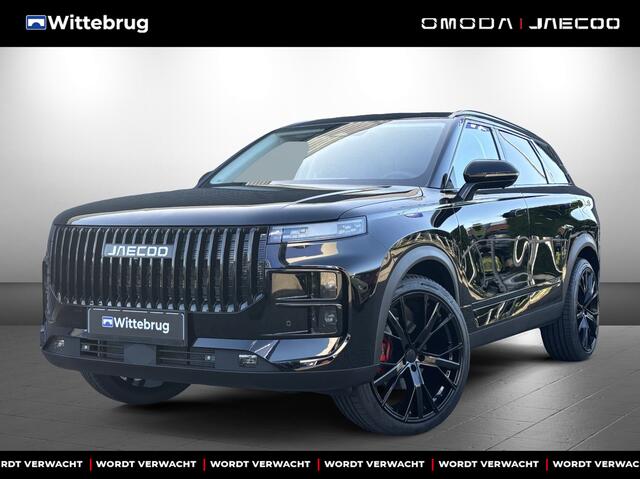 Jaecoo 7 SHS PHEV Exclusive Black Pack en 21 Inch velgen met 1500 KG trekgewicht, 1200 KM RANGE Navigatie, Elektrische achterklep, Luxe lederen bekleding en 7 jaar garantie