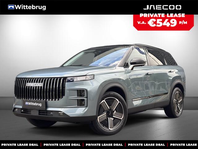 Jaecoo 7 SHS PHEV Exclusive met 1500 KG trekgewicht, 1200 KM RANGE Navigatie, Elektrische achterklep, Luxe lederen bekleding en 7 jaar garantie Unieke Private Leasedeal 549 euro all-in