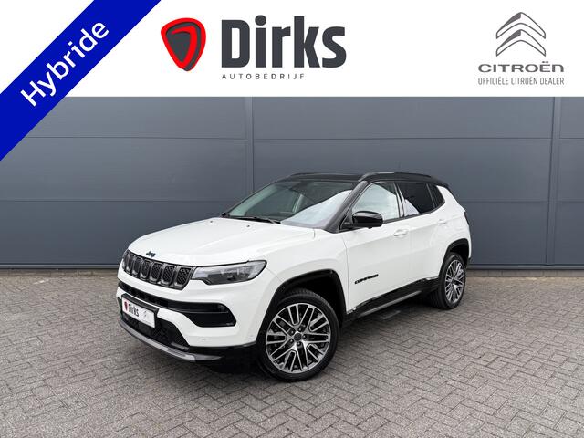 Jeep COMPASS 4xe 240 Plug-in Hybrid Electric Summit (Elektrisch Schuifdak - Leder incl verwarming/koeling/geheugen - Elektrische Klep - 360gr Camera - Adaptieve Cruise Controle - 19"- Keyless Entry - LED - 4x4)