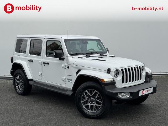 Jeep WRANGLER Unlimited 4xe 380PK Sahara 4X4 Hybride Trekhaak 1.587kg | Leer | Achteruitrijcamera | Adaptive Cruise Control | Apple CarPlay | Stuur/Stoelverwarming