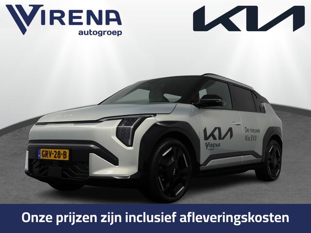 KIA EV3 GT-Line 81.4 kWh - Draadloze Apple CarPlay / Android Auto - Stoel en stuurwiel verwarming - Panoramadak - Harman Kardon Audio - Dodehoek assistent - Fabrieksgarantie tot 11-2031 - Fabrieksgarantie tot 11-2031
